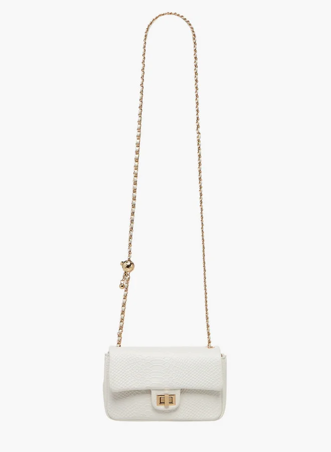 فلورا بيلا من شو إكسبرس Textured Crossbody Bag with Chain Strap and Twist Lock Closure