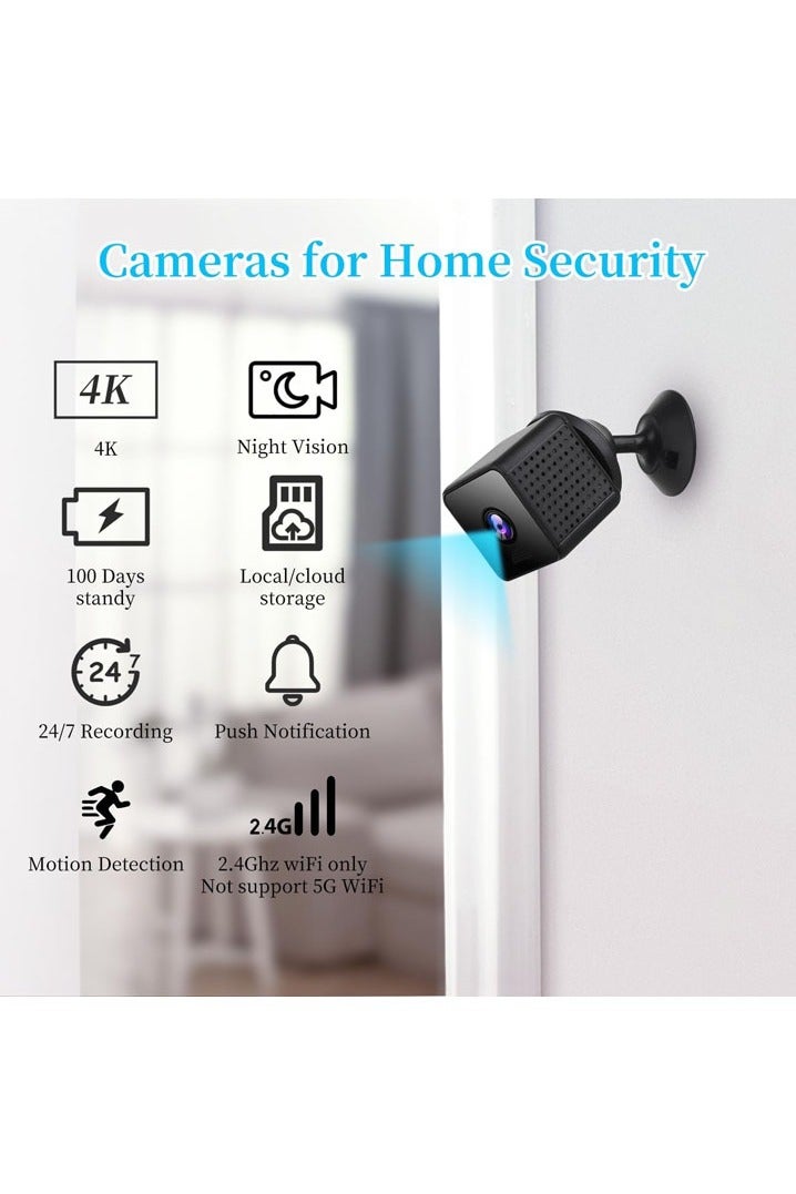 L&E 2K Indoor Mini Camera for Home Security,UIndoor Battery Security Camera WiFi Nanny Pet Surveillance Camera App Control,Pet Surveillance Camera,Real-Time Audio/Video, Night Vision - Image 2