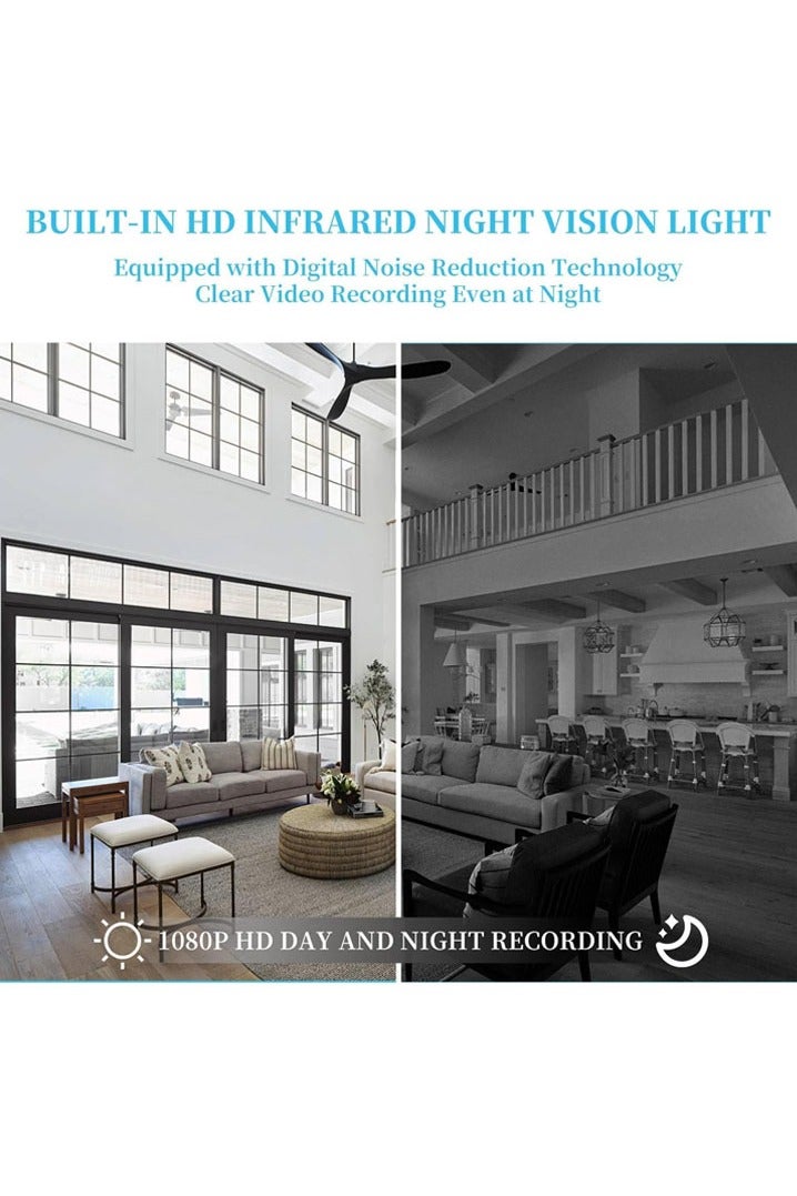 L&E 2K Indoor Mini Camera for Home Security,UIndoor Battery Security Camera WiFi Nanny Pet Surveillance Camera App Control,Pet Surveillance Camera,Real-Time Audio/Video, Night Vision - Image 3