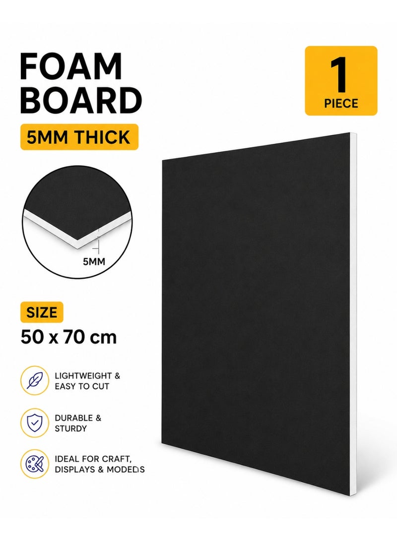 1-Piece 5mm Thick Foam Board For Craft And Illustration 50x70cm Size Black - Image 1
