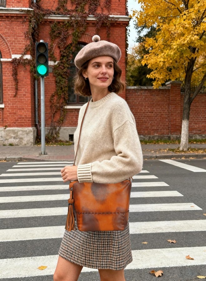 LETEULO Hobo Bag for Women Crossbody Bag Purse and Handbag Leather Shouler Bags (Brown) - Image 2