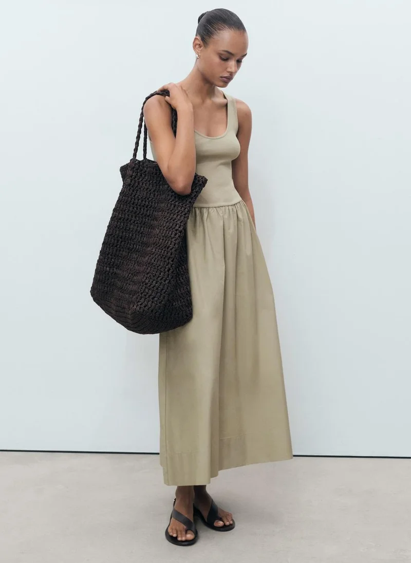 MANGO Flared Dress In Combined Fabric