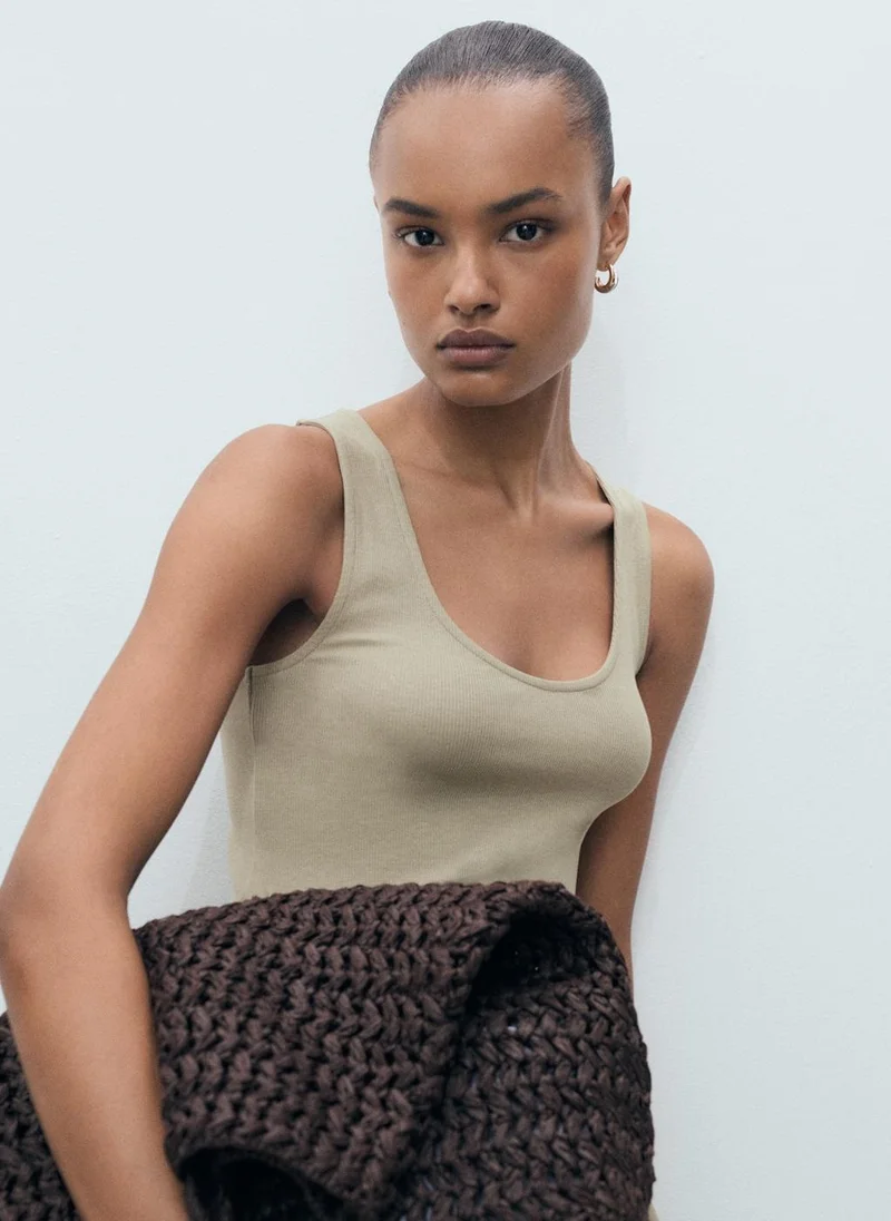 MANGO Flared Dress In Combined Fabric