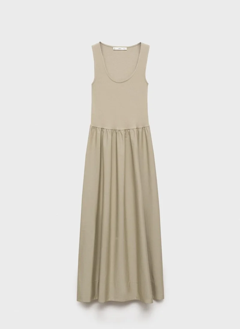MANGO Flared Dress In Combined Fabric