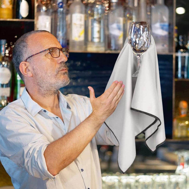 Sinland مناديل تلميع الزجاج من مايكروفايبر بحجم كبير سميكة بدون زغب مناديل تجفيف لكؤوس النبيذ والأواني والأجهزة المصنوعة من الفولاذ المقاوم للصدأ 20 بوصة × 25 بوصة عبوة من 2 رمادي - Image 5