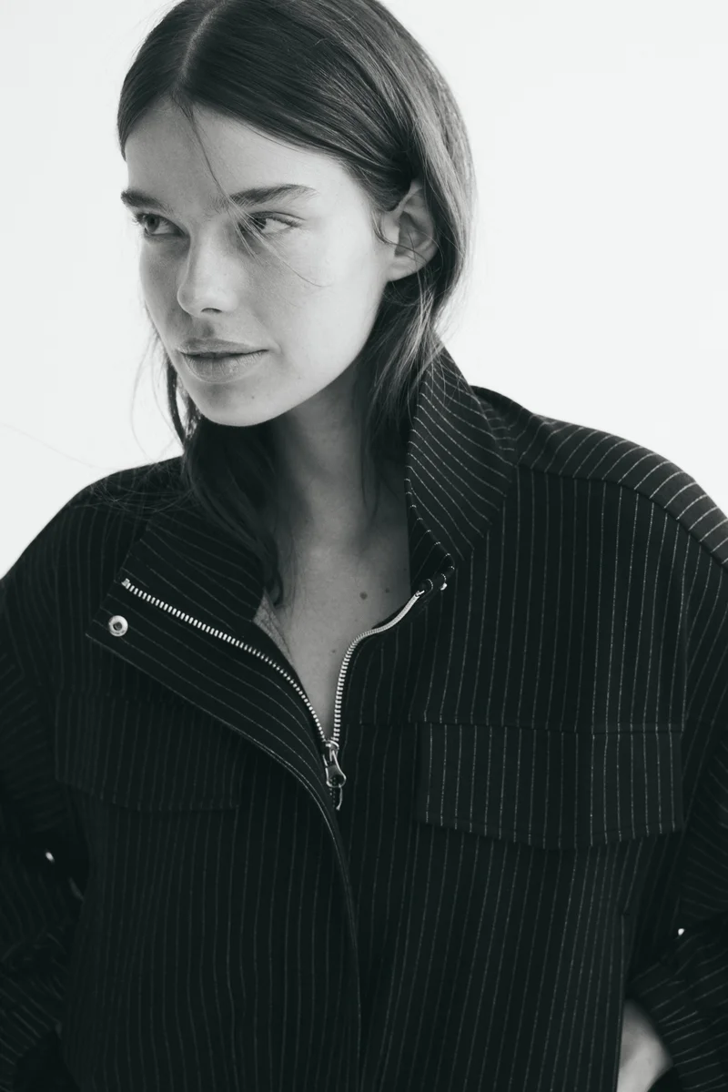 Funnel-collar jersey jacket