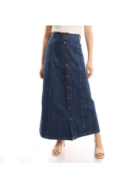 6391-Denim Skirt-dark blue