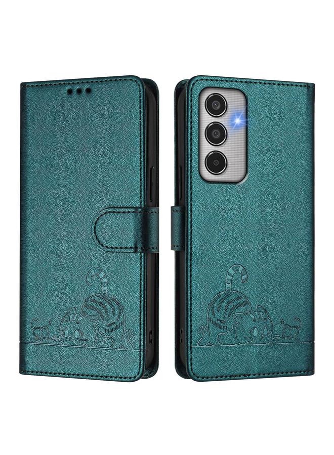 S-TOP Case For Samsung Galaxy M35 Cat Rat Embossed RFID Leather Phone Case with Lanyard - Image 2