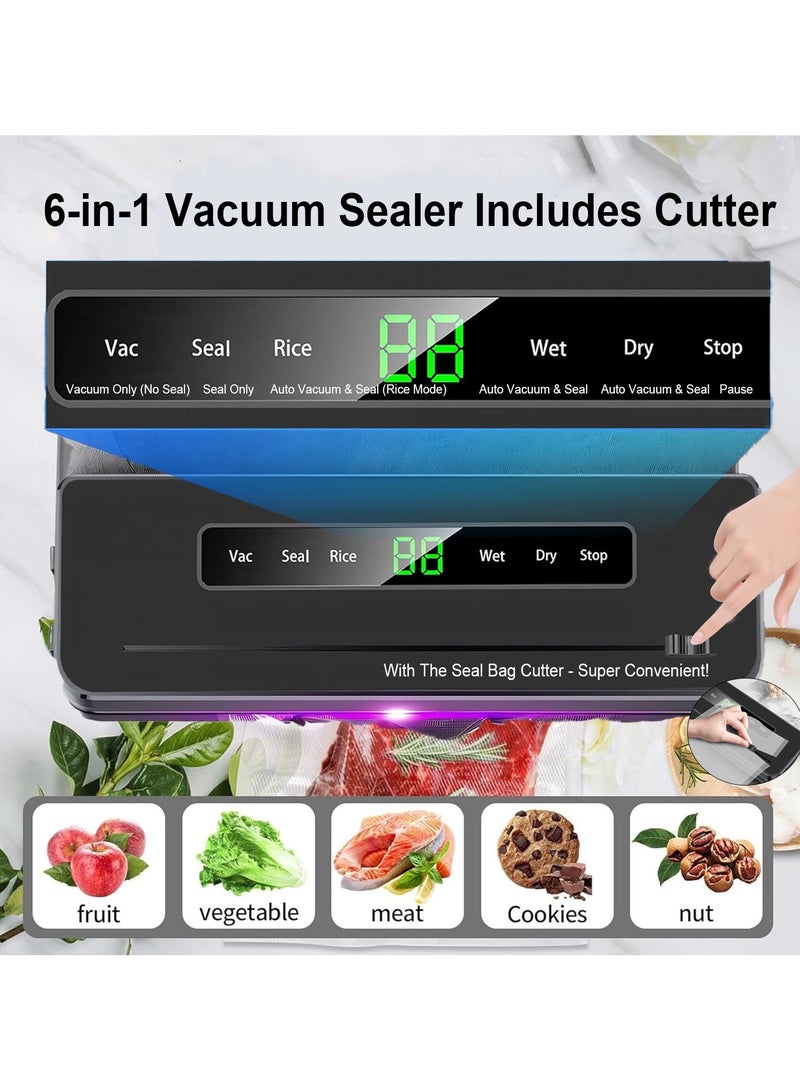 نورة تغليف حراري للاكياس آلة تفريغ وتغليف الطعام الأوتوماتيكية من أكوتسُن - سريعة ومدمجة متعددة الوظائف مع 10 أكياس تفريغ، تعمل على الأطعمة الجافة والرطبة، نظام 5 في 1 مثالية لطهي السوڤيد والتخزين طويل الأمد - Image 4