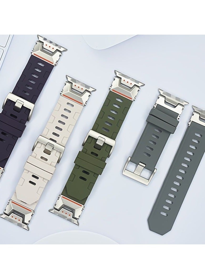 Apple Watchband For Ultra 1/2 49mm, Series 9/8/SE2/7/6/SE/5/4/3/2/1 45mm/44mm/42mm Durable Metal Connector Band - Star light - view 5