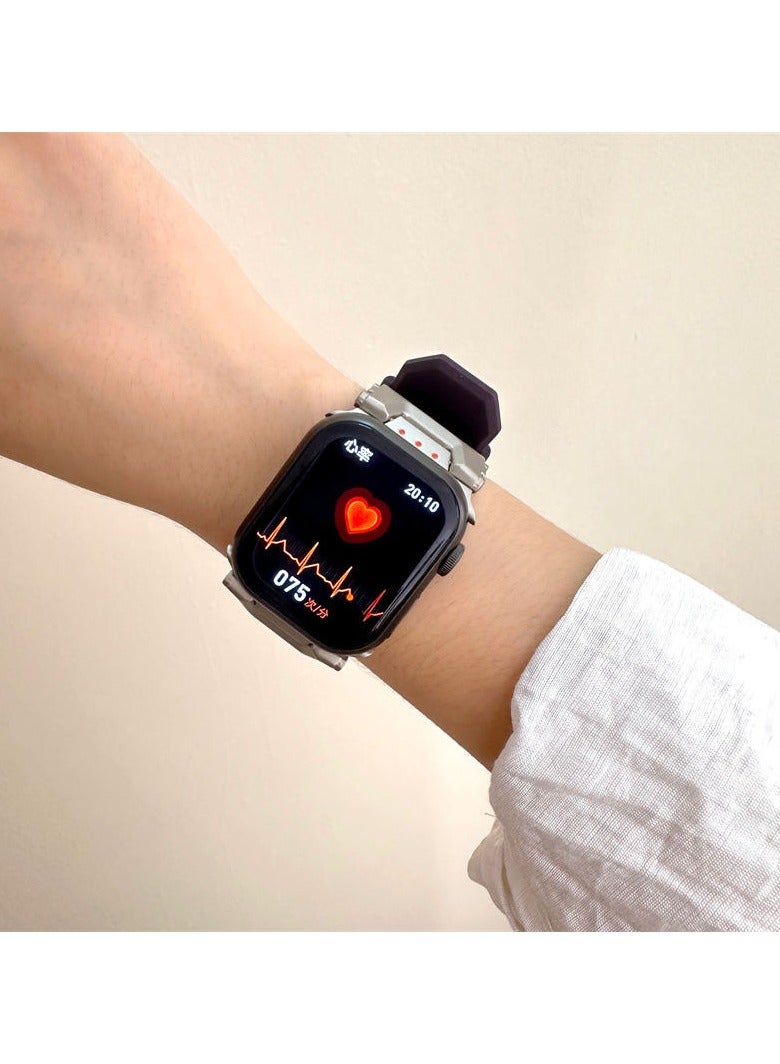 Apple Watchband For Ultra 1/2 49mm, Series 9/8/SE2/7/6/SE/5/4/3/2/1 45mm/44mm/42mm Durable Metal Connector Band - Star light - view 3