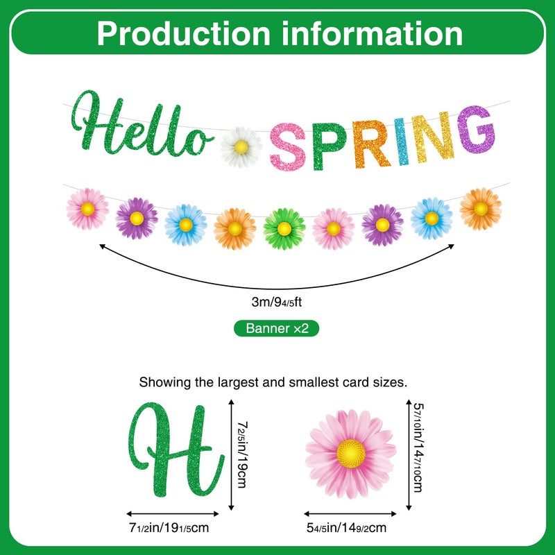 Biswiter Spring Party Decorations, Hello Spring Decor include 2Pc Hello Spring Banner and 24Pc Hanging Spring Decorations, Flower Hanging Decorations Spring Decorations for Home Office Classroom - Image 2
