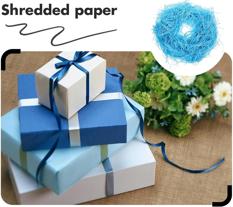 CORHAD Blue Shredded Paper Filler for Boxes 200g Pack Lake Blue Crinkle Cut Packing Box Filling for Basket Protection and Decoration - Image 4