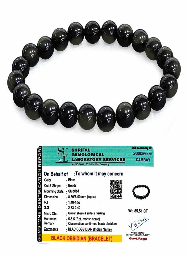 CRIKI Black Obsidian Bracelet for Men and Women Original Certified - Black Obsidian Stone Bracelet for Protection, Healing, Emotional Strength & Grounding - 8MM Beads - Image 1