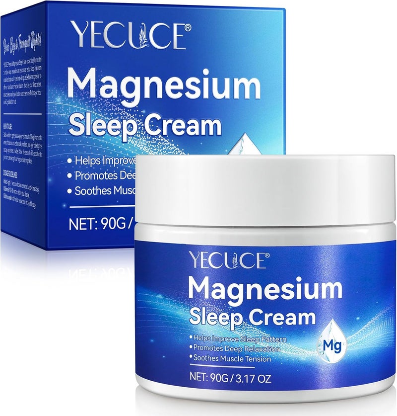 Yecuce Pure Magnesium Body Cream 90g, 100% Pure Natural Magnesium Cream, Soothing and Relaxing, Improve Sleep, Organic Magnesium Spray for Legs, Arms, Thighs. - Image 1