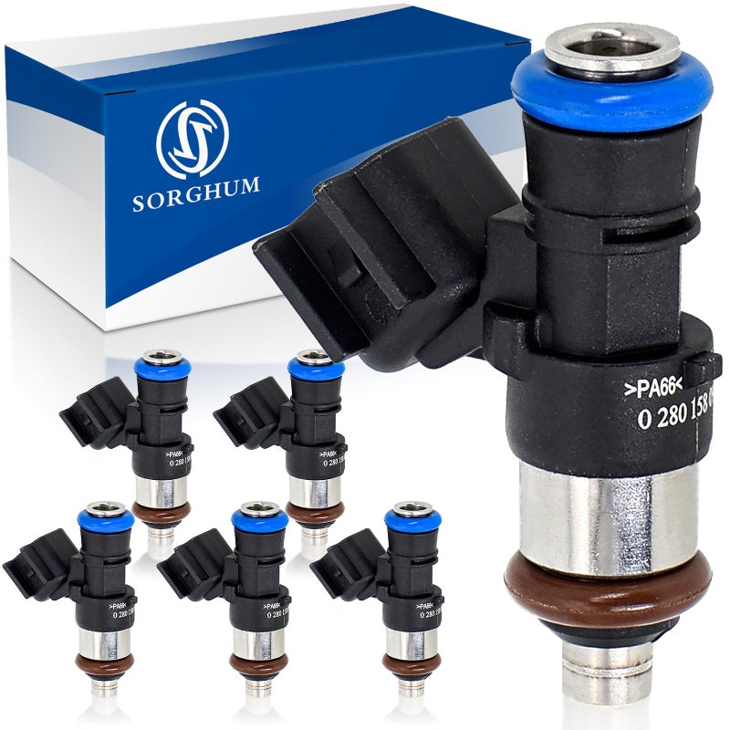 Sorghum Fuel Injectors Set of 6 Compatible with Ford Edge 2007 2008 2009 2010 2011 Flex Fusion Taurus X Lincoln MKS MKT MKX MKZ Mazda 6 CX9 V6 35 37L Replace 0280158091 FJ1000 7T4Z9F593CA - Image 2