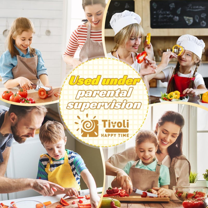 TIVOLI Kids Chef Knife Set with Finger Guard, 3-Piece Safety Stainless Steel Children's Cooking Knives for Cutting Fruits, Vegetables, Bread, Fun & Safe Kitchen Tool for Young Chefs - Image 4