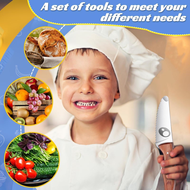 TIVOLI Kids Chef Knife Set with Finger Guard, 3-Piece Safety Stainless Steel Children's Cooking Knives for Cutting Fruits, Vegetables, Bread, Fun & Safe Kitchen Tool for Young Chefs - Image 5