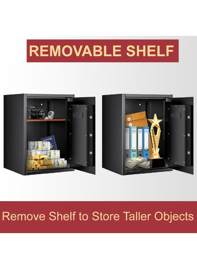 ماماتونس صندوق أمان كبير مع لوحة مفاتيح رقمية وقفل بمفتاح ورف قابل للإزالة، ارتفاع 50 سم، خزانة أمان فولاذية للنقود والمجوهرات وجوازات السفر والمستندات المكتبية والمنزلية، مقاس 50 × 35 × 31 سم - Image 4