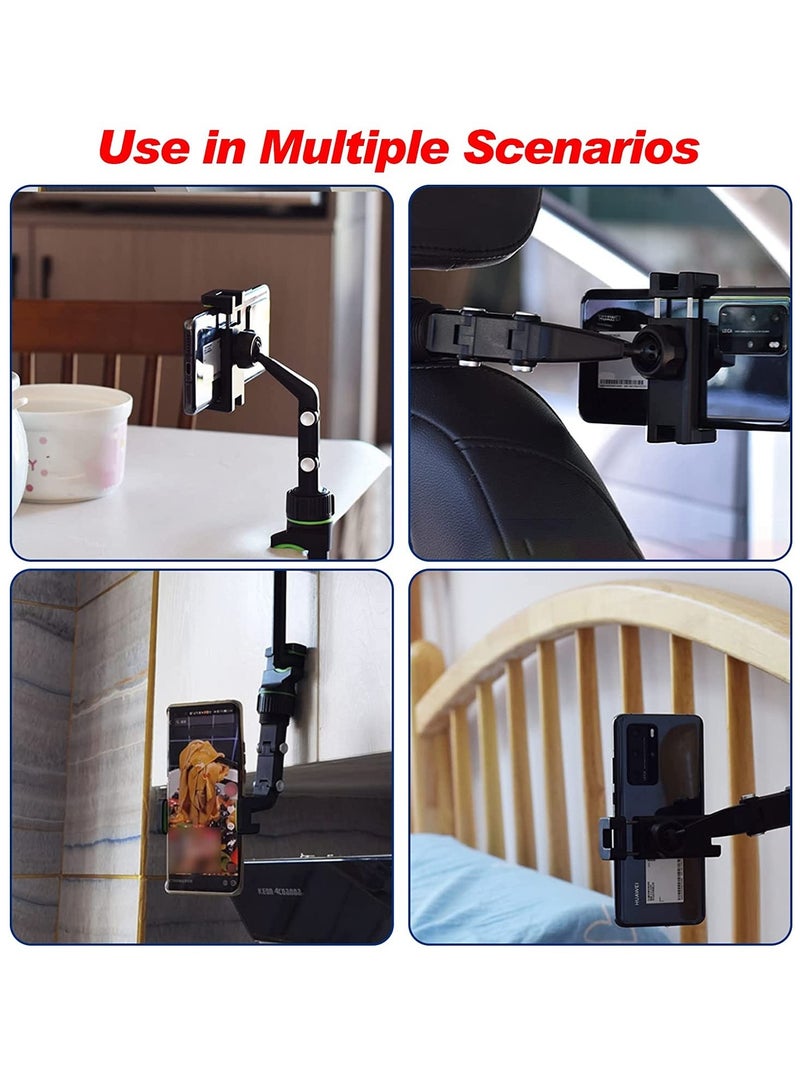 إلترازون 2PCS Rearview Mirror Phone Holder, 360 Rotatable Car Phone Holder Mount, Universal 50mm-100mm Multifunctional Rear View Mirror Phone Holder Cell Phone Cradles for Car/Back Seat/Kitchen (Black Green) - Image 2