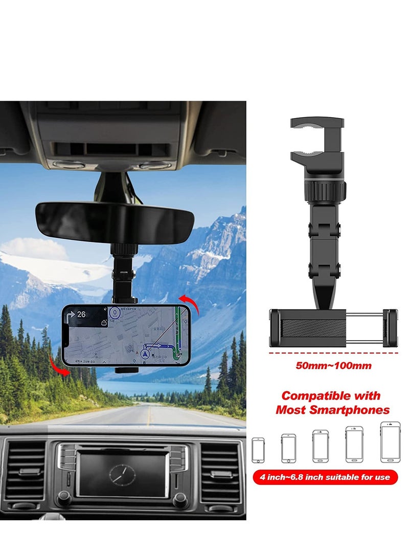 إلترازون 2PCS Rearview Mirror Phone Holder, 360 Rotatable Car Phone Holder Mount, Universal 50mm-100mm Multifunctional Rear View Mirror Phone Holder Cell Phone Cradles for Car/Back Seat/Kitchen (Black Green) - Image 5