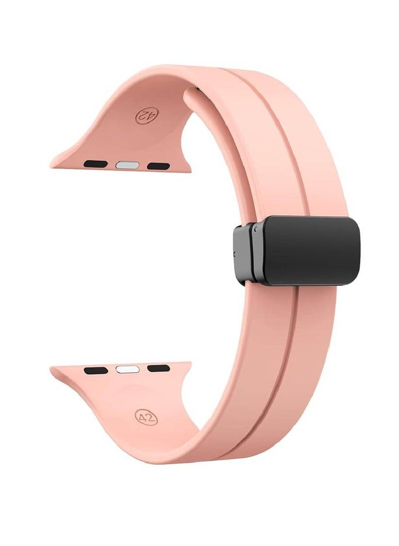 GENNEXT - Soft Silicone Magnetic Buckle Replacement Sport Watch Band For Apple Watch Ultra / Watch Ultra 2 49mm Pink - Image 1