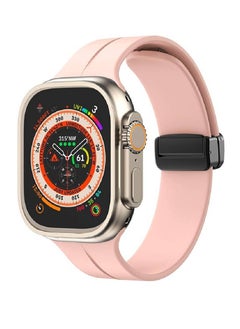 Soft Silicone Magnetic Buckle Replacement Sport Watch Band For Apple Watch Ultra / Watch Ultra 2 49mm Pink