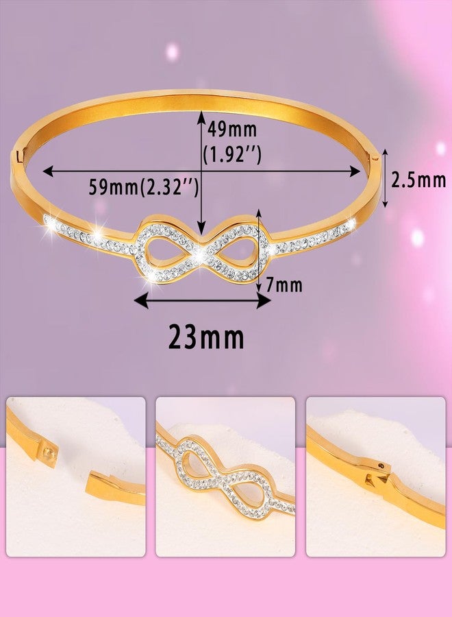 MILAKOO Gold Stainless Steel Mobius Knot Bangle Bracelet Forever Love Cuff Minimalist Boho Style Gifts for Her - Image 4