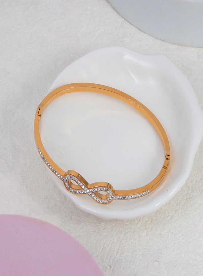 MILAKOO Gold Stainless Steel Mobius Knot Bangle Bracelet Forever Love Cuff Minimalist Boho Style Gifts for Her - Image 3