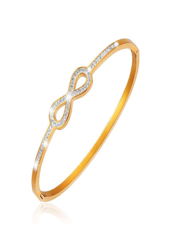 MILAKOO Gold Stainless Steel Mobius Knot Bangle Bracelet Forever Love Cuff Minimalist Boho Style Gifts for Her - Image 1