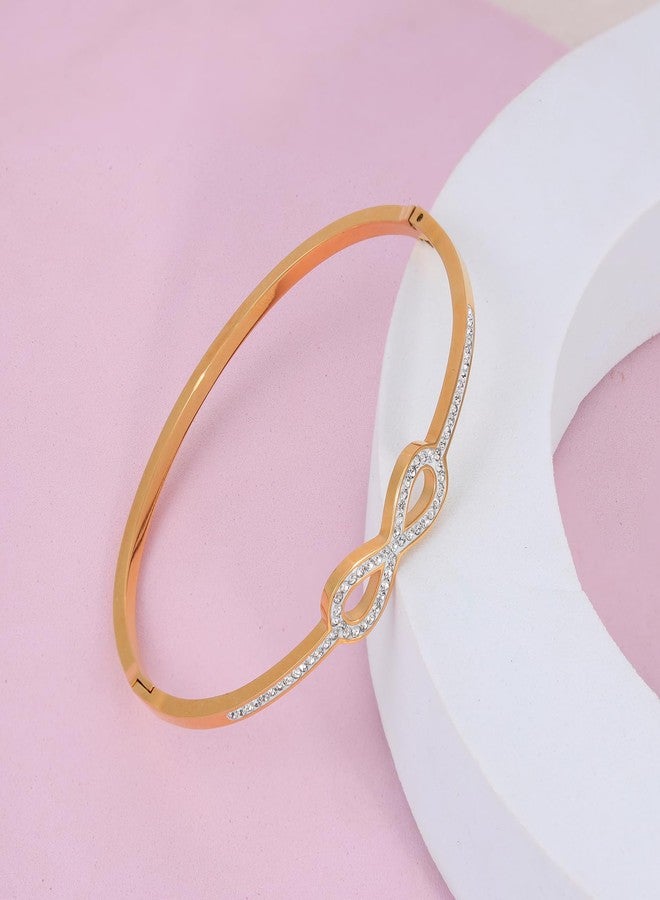 MILAKOO Gold Stainless Steel Mobius Knot Bangle Bracelet Forever Love Cuff Minimalist Boho Style Gifts for Her - Image 2