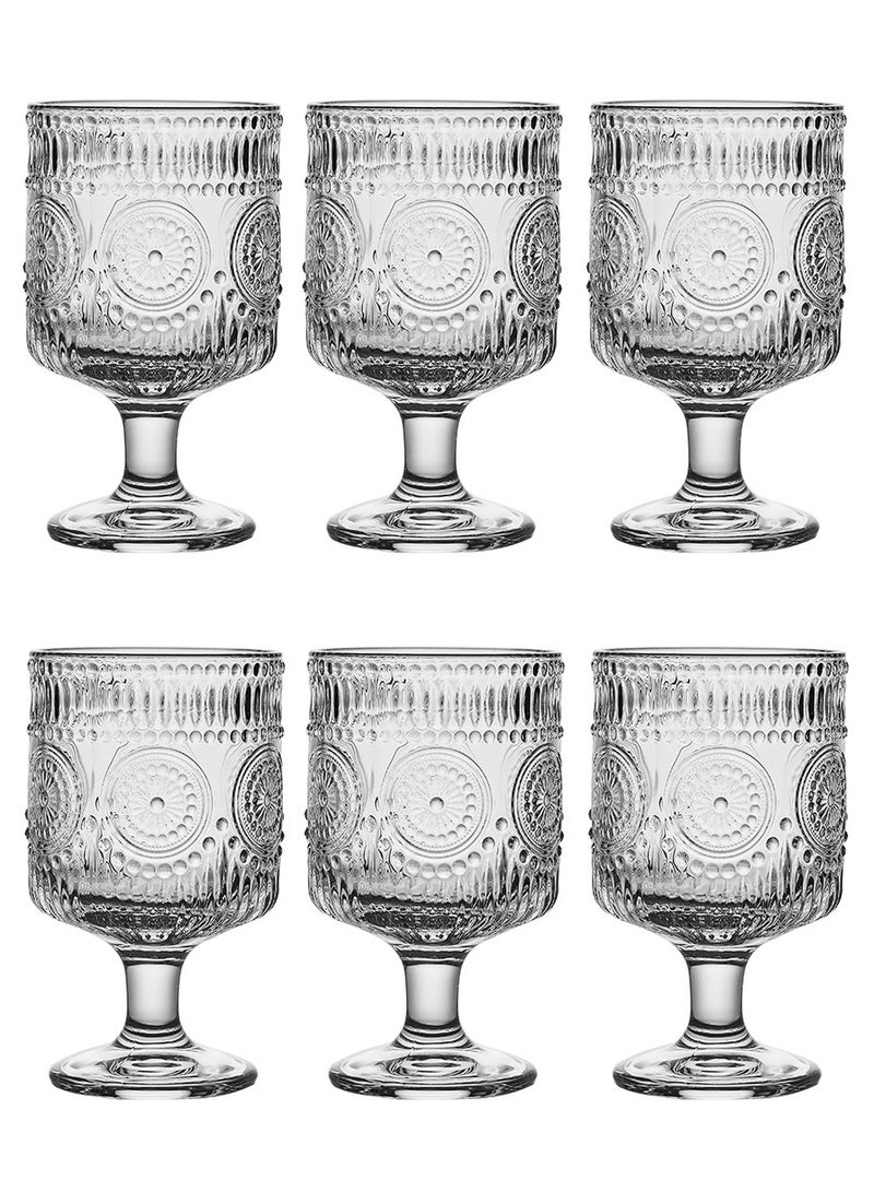 طقم زجاج عالي البورسليكات، مجموعة من ستة أكواب بنقشة عباد الشمس للمشروبات الباردة والشاي والقهوة، 250 مل - Image 1