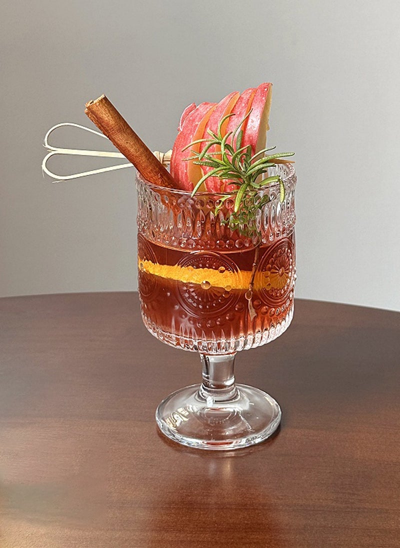 طقم زجاج عالي البورسليكات، مجموعة من ستة أكواب بنقشة عباد الشمس للمشروبات الباردة والشاي والقهوة، 250 مل - Image 3