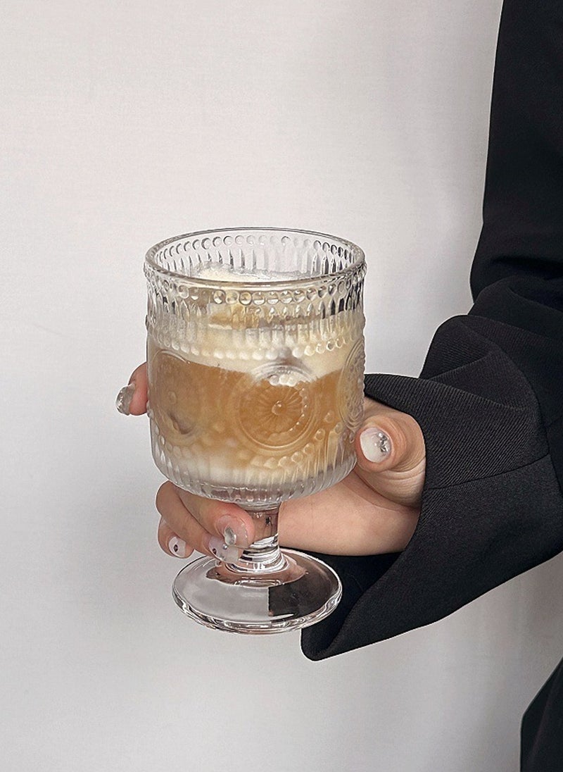 طقم زجاج عالي البورسليكات، مجموعة من ستة أكواب بنقشة عباد الشمس للمشروبات الباردة والشاي والقهوة، 250 مل - Image 4