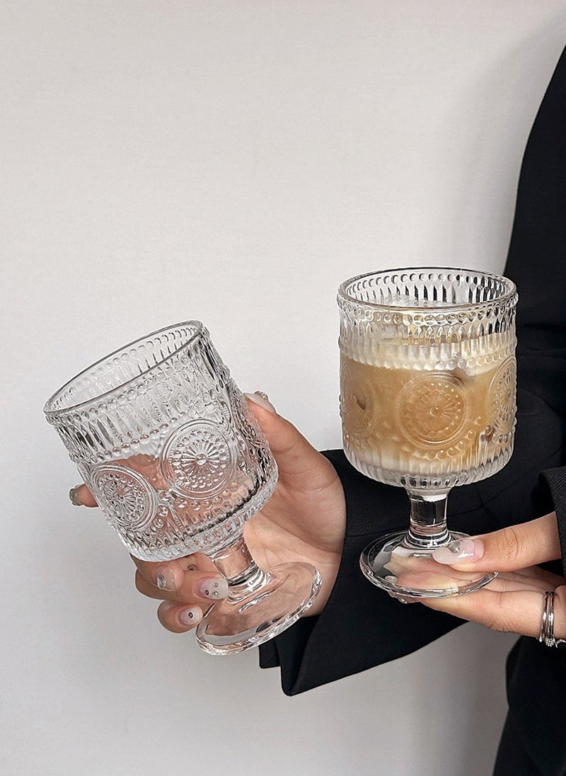 طقم زجاج عالي البورسليكات، مجموعة من ستة أكواب بنقشة عباد الشمس للمشروبات الباردة والشاي والقهوة، 250 مل - Image 5