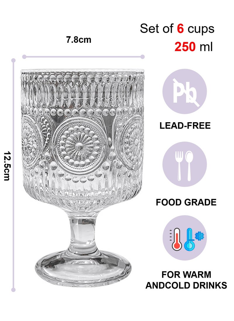 طقم زجاج عالي البورسليكات، مجموعة من ستة أكواب بنقشة عباد الشمس للمشروبات الباردة والشاي والقهوة، 250 مل - Image 2