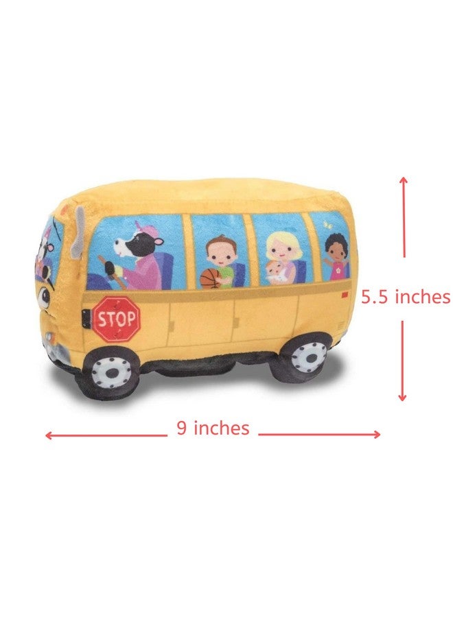 Cuddle Barn Cuddle Barn | Wheelie 8" School Bus Singing Stuffed Animal Plush Toy | Mouth Moves and Eyes Light Up | Sings Wheels on The Bus  - Image 3