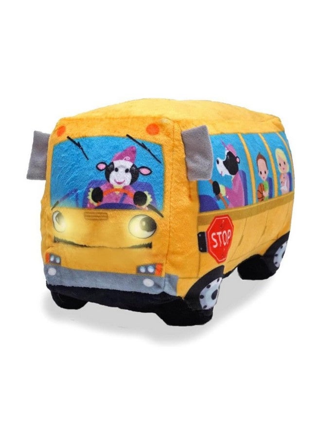 Cuddle Barn Cuddle Barn | Wheelie 8" School Bus Singing Stuffed Animal Plush Toy | Mouth Moves and Eyes Light Up | Sings Wheels on The Bus  - Image 1