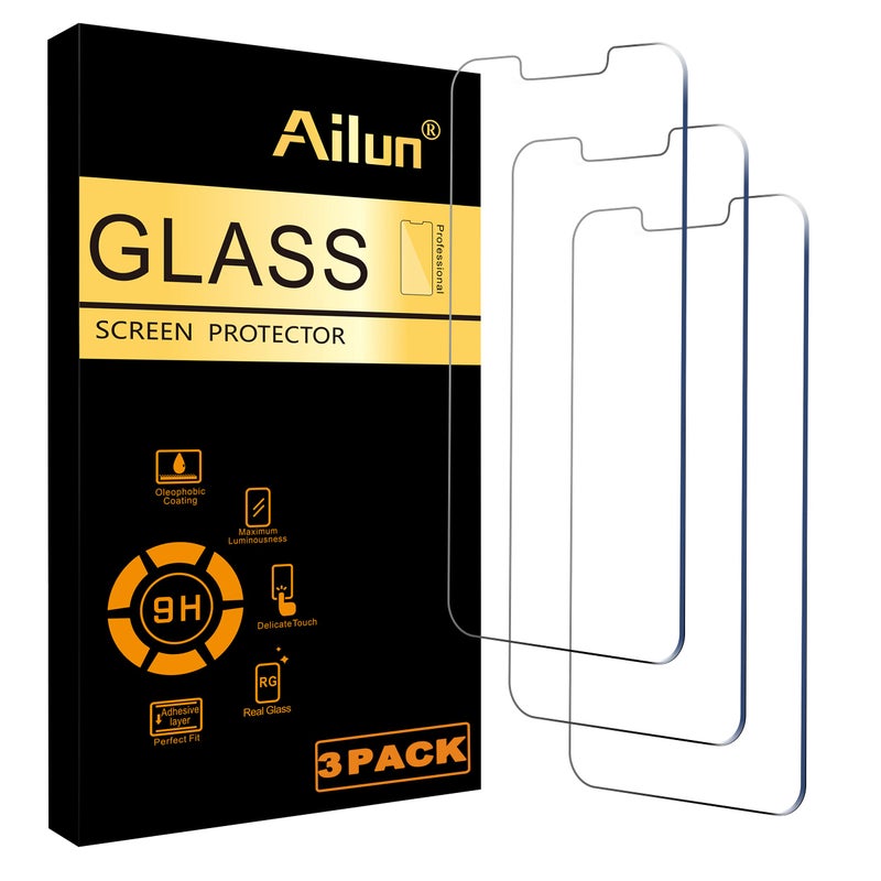Ailun Screen Protector for iPhone 14 Plus/iPhone 13 Pro Max [6.7 Inch Display], 3 Pack Case Friendly Tempered Glass - Image 1