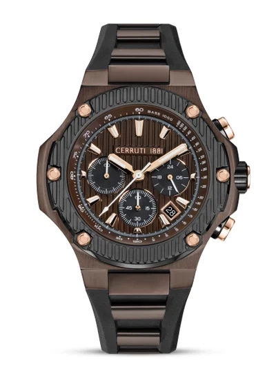 CERRUTI 1881 Men's Cerruti 1881 Lucardo Chronograph Watch for Men - Black Dial, Black Silicone Strap