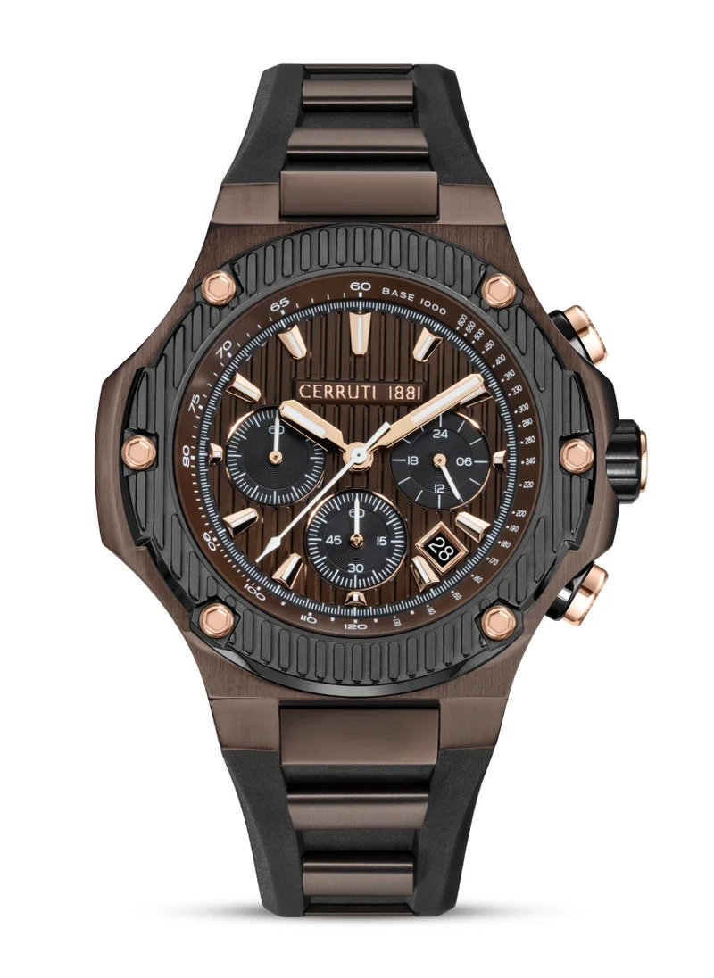شيروتي 1881 Cerruti 1881 Lucardo Chronograph Watch for Men - Black Dial, Black Silicone Strap