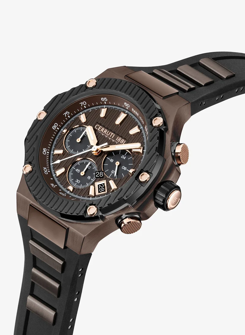 CERRUTI 1881 Cerruti 1881 Lucardo Chronograph Watch for Men - Black Dial, Black Silicone Strap