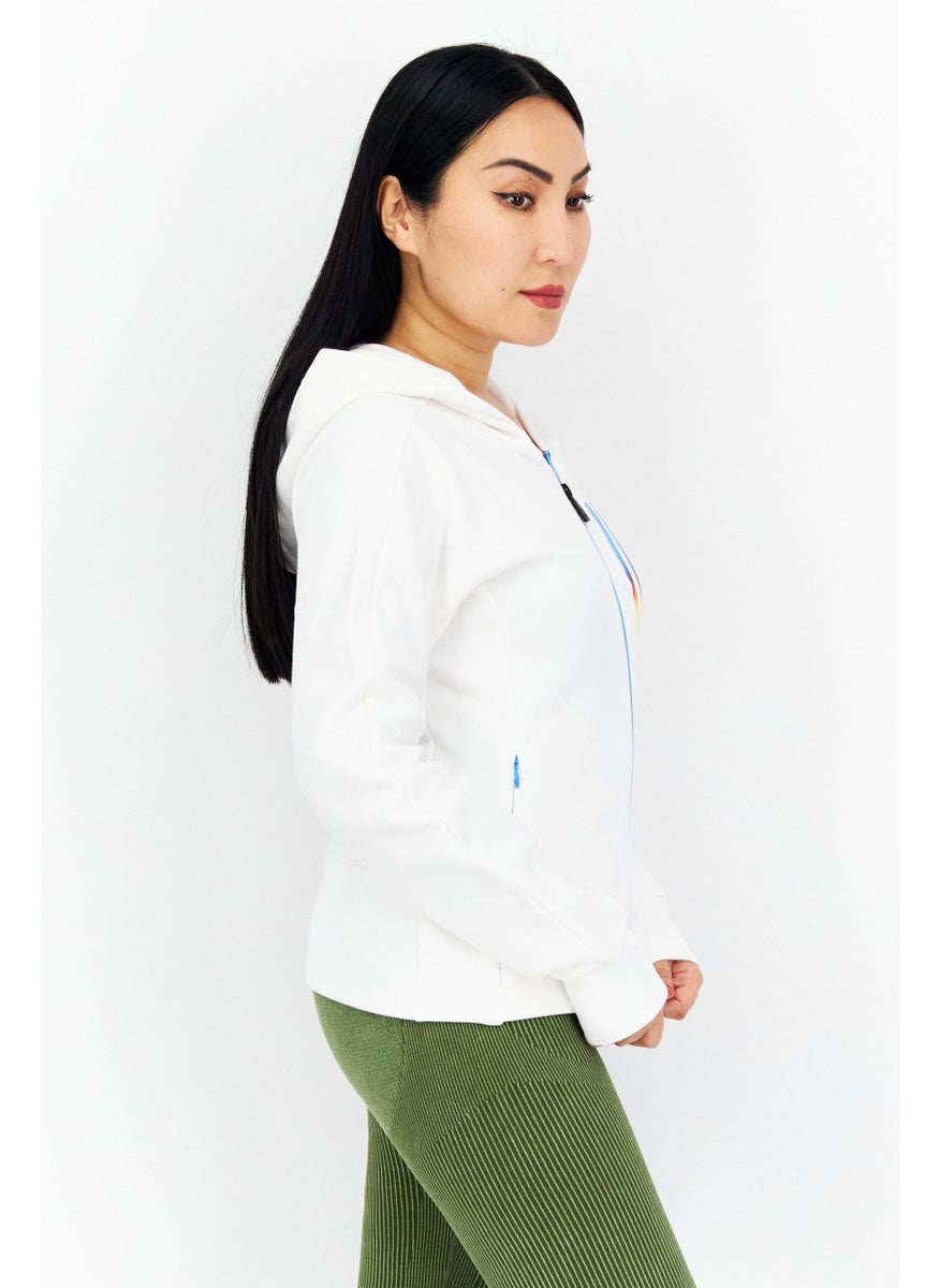 Adidas Women Sportswear Fit Full Zip Training Hoodie, White /Blue  - Image 2
