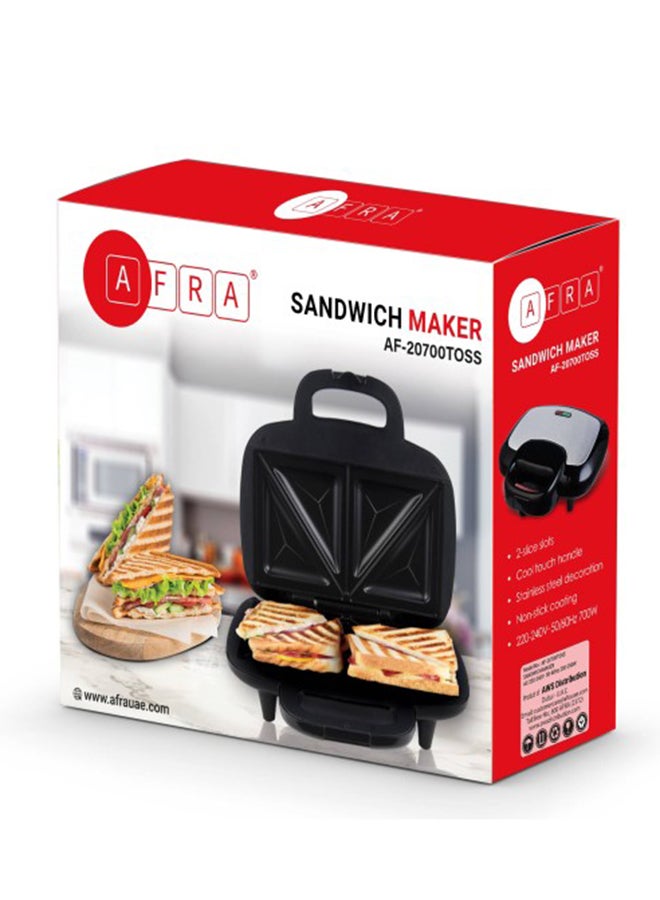 AFRA Japan Grill and Sandwich Maker, Non-Stick Surface, 2 Slice Slots, Stainless Steel With 2 years warranty 700 W AF-20700TOSS Black - Image 5