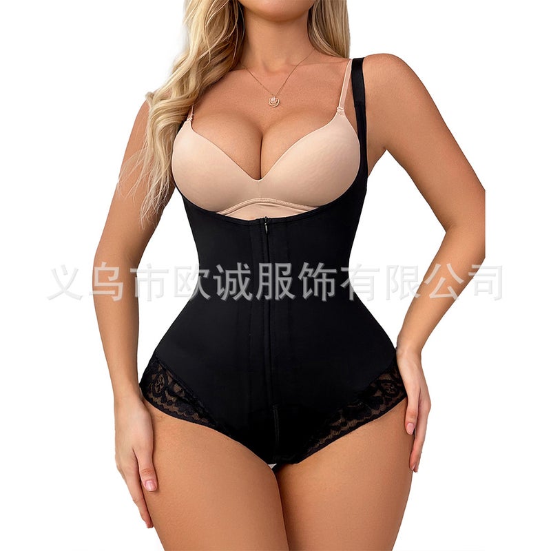 New Plus Size Body Shaping Clothes High Waist-Breasted Abdominal Pants Strap Lace Triangle Body Shaping Pants - Image 4