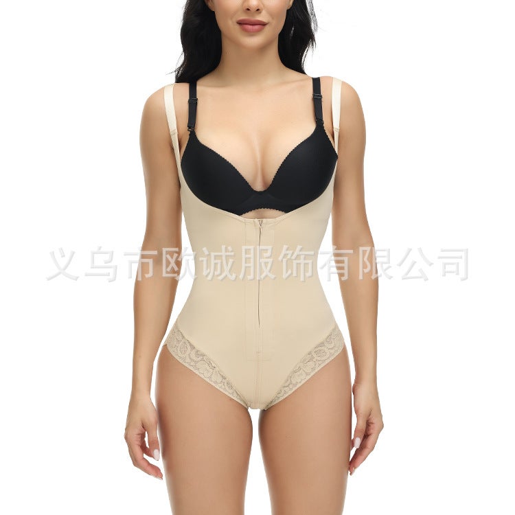 New Plus Size Body Shaping Clothes High Waist-Breasted Abdominal Pants Strap Lace Triangle Body Shaping Pants - Image 1