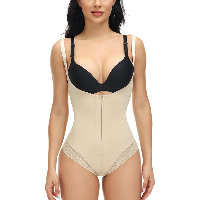 New Plus Size Body Shaping Clothes High Waist-Breasted Abdominal Pants Strap Lace Triangle Body Shaping Pants - Image 3