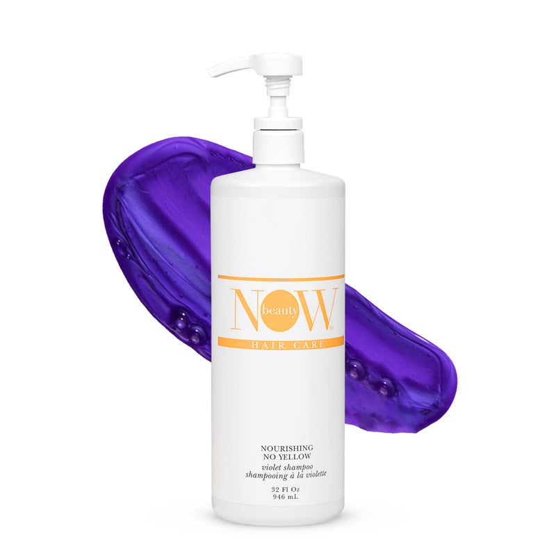 NOW BEAUTY Nourishing No Yellow Violet Shampoo - Purple Shampoo for Blonde Color-Treated Hair - Removes Brassiness - Hydrate - Vegan - Color safe - Paraben & Sulfate free - For Men & Women - 32 Oz - Image 1