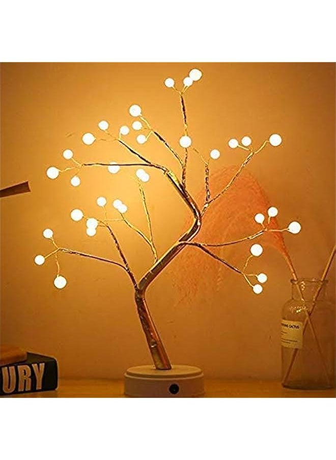 Gonice Tree Lights Night Light with Touch on, 36 LED Pearl Beads Fairy Light Children's Room Décor Battery & USB Powered Tree Lamps Bedside & Table Lamps for Kids Room,  - Image 1