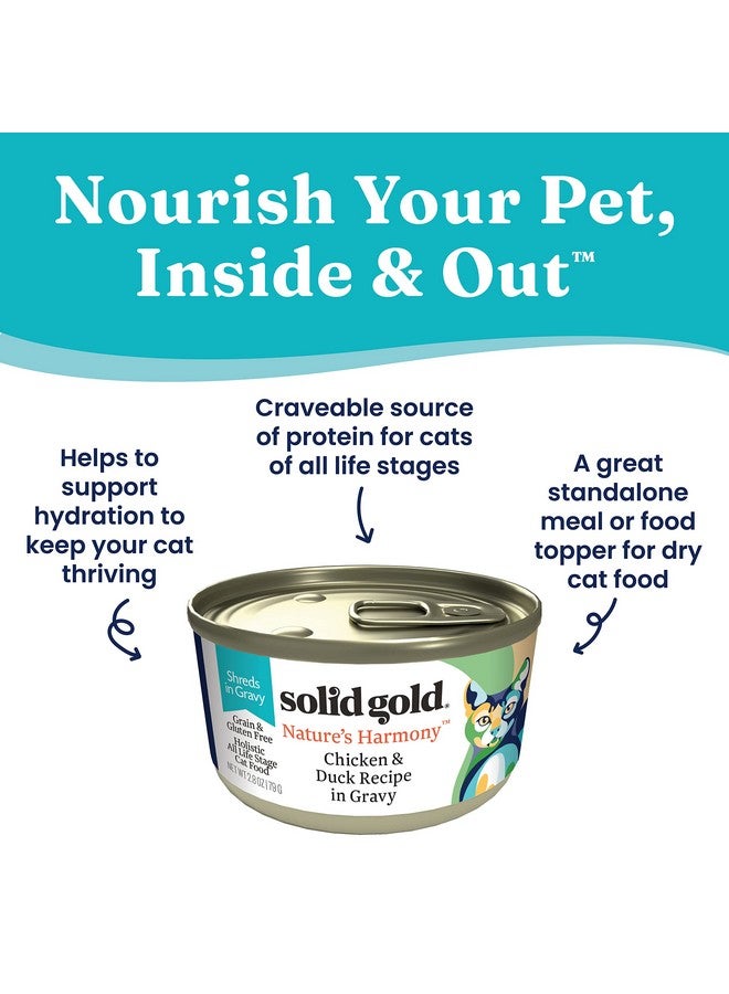 Solid Gold Nature's Harmony Wet Cat Food - Pate & Shreds in Gravy - Real Chicken & Duck Shreds - Canned Cat Food, 24 Pack - Image 2